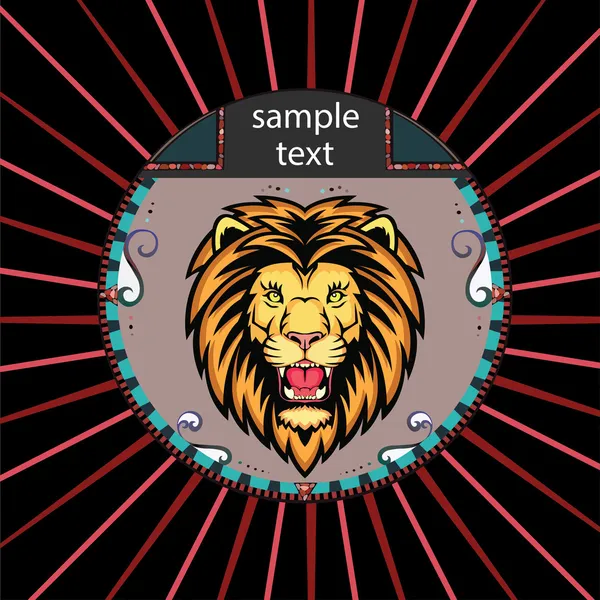 Portrait d'un lion en cercle — Image vectorielle