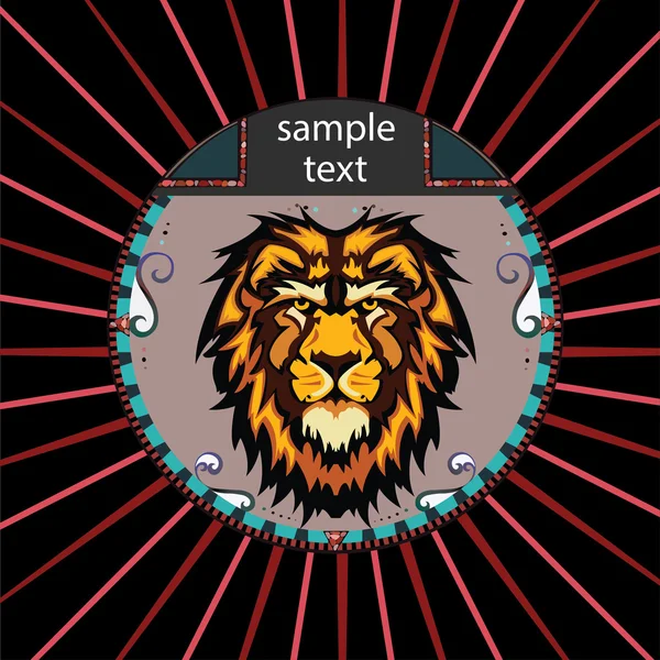 Portrait d'un lion en cercle — Image vectorielle