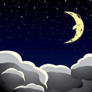 karikatür tarzı gece gökyüzü