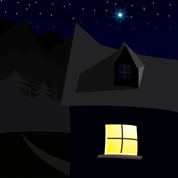 House with bright stars — Stock Vector
