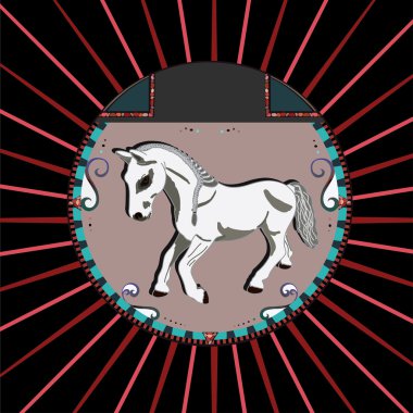 bir daire içinde beyaz at