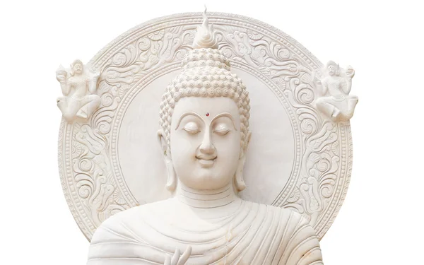 Status branco buddha no fundo branco — Fotografia de Stock