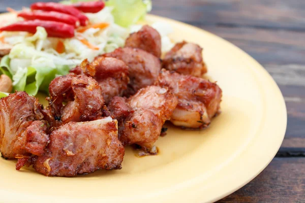 Costillas de cerdo fritas de repuesto con ajo —  Fotos de Stock