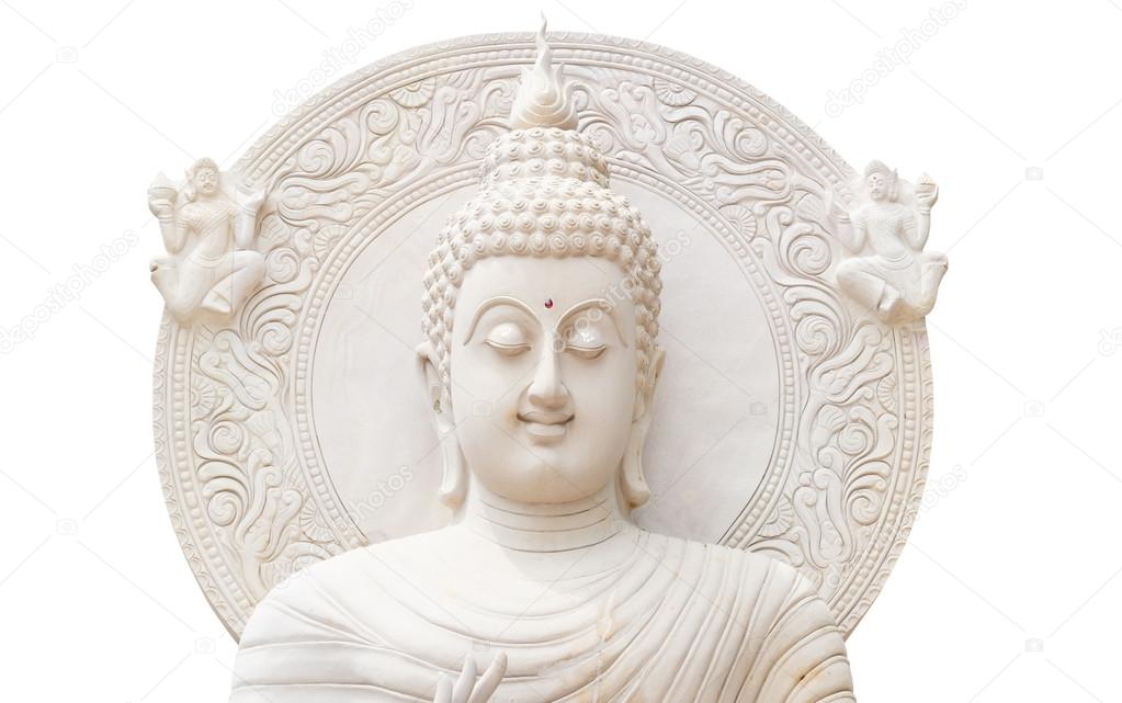 White buddha status on white background