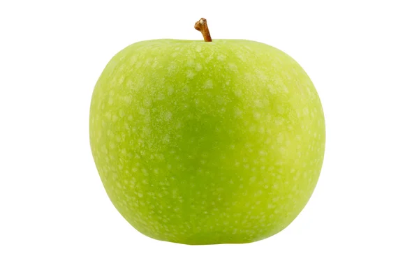 Grönt äpple med på en vit bakgrund — Stockfoto