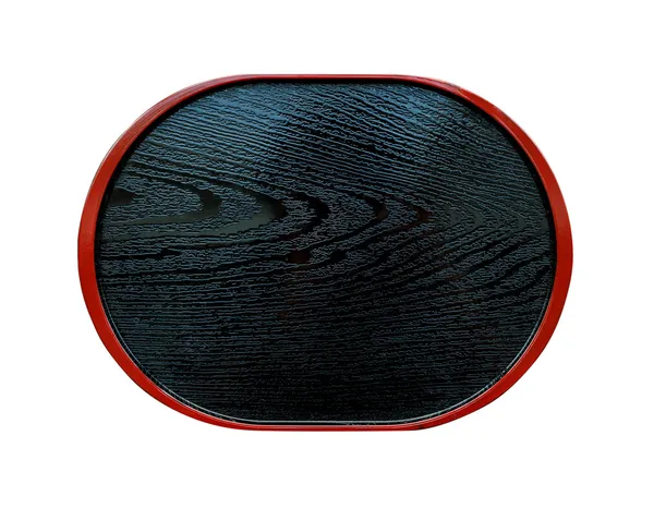 Widok z góry czarny drewno taca (japan styl) — Zdjęcie stockowe