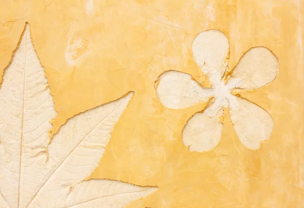 Flor con patrón sobre fondo de pared naranja — Foto de Stock