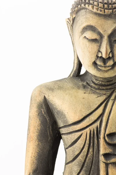 Inför buddha träsnideri isolerad på vit bakgrund — Stockfoto