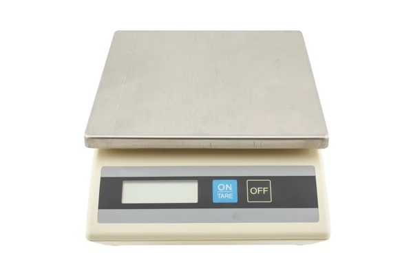 Dijital ağırlık ölçekler, beyaz backg izole teraziler — Stok fotoğraf