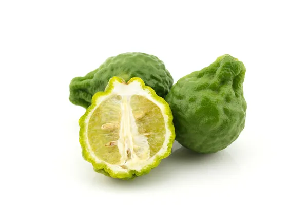 Kaffir lime slice on white background — Stock Photo, Image