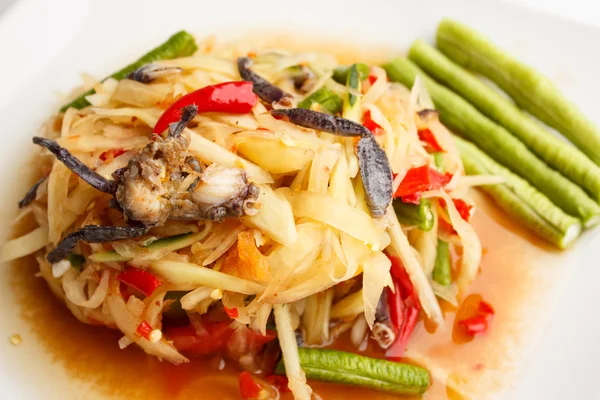 Spicy papaya salad with salted crab — Stock Photo, Image