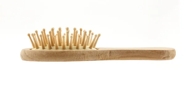 Wooden hair brush isolated on white background — Stock Photo, Image