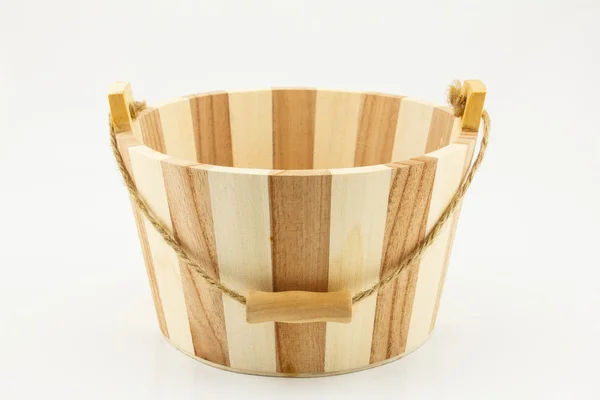 Wooden bucket isolated on white background — Stock Photo, Image