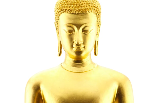 Statua di buddha dorato isolato su sfondo bianco — Foto Stock
