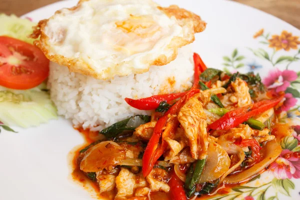 Gebratenes Huhn mit thailändischer Chilipaste — Stockfoto