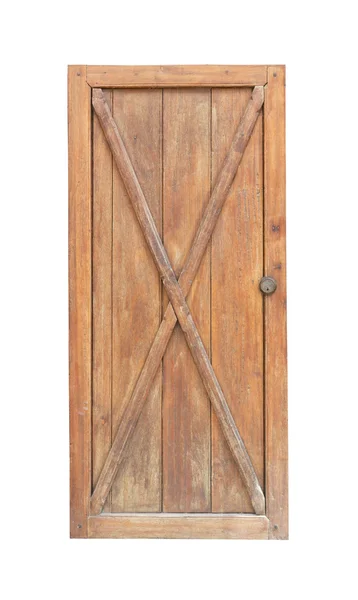 Деревянная дверь изотливается на белом фоне — стоковое фото