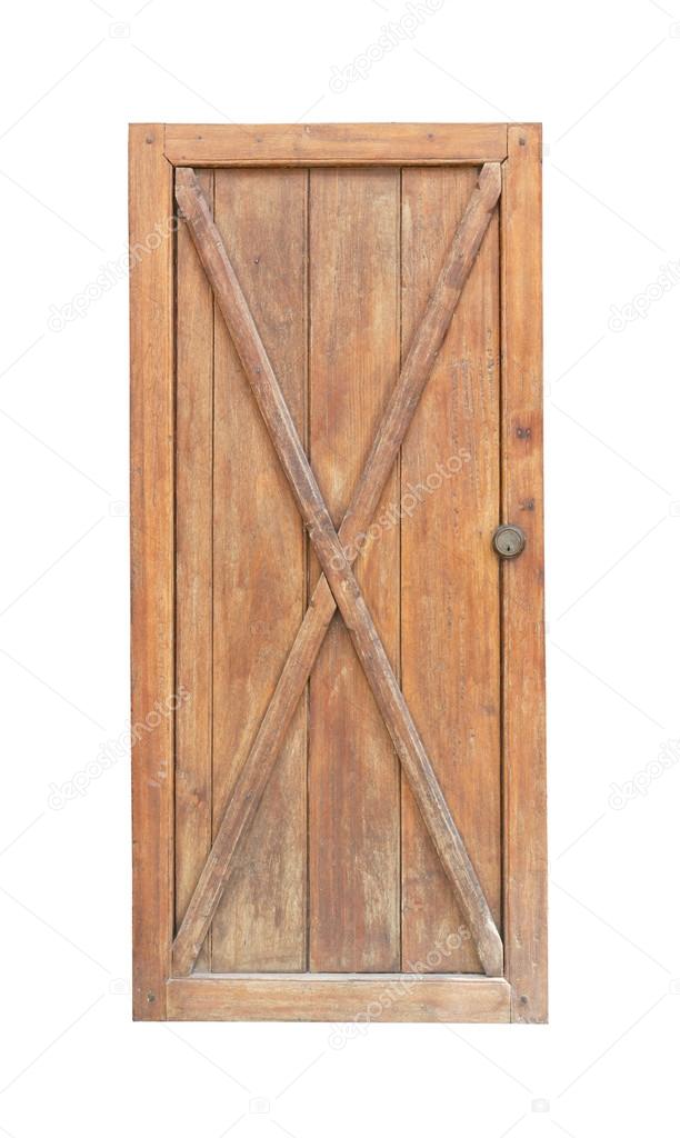 Wooden door isotlated on white background