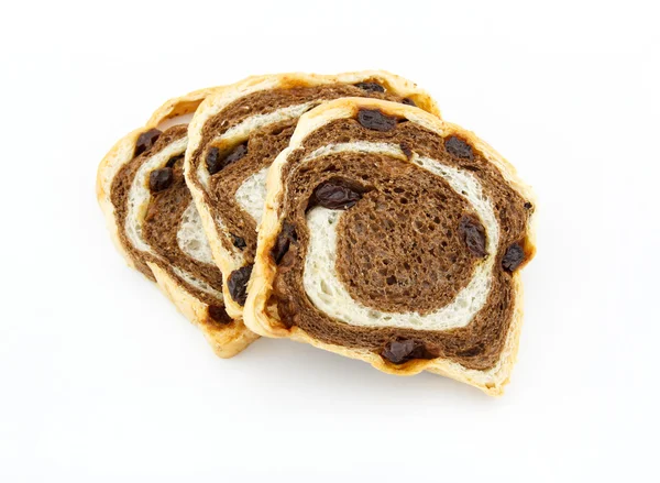 Raisin chocolate bread on white background — Stock Photo, Image