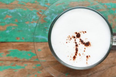 Üstten Görünüm odasının kahve Kupası ahşap tablo