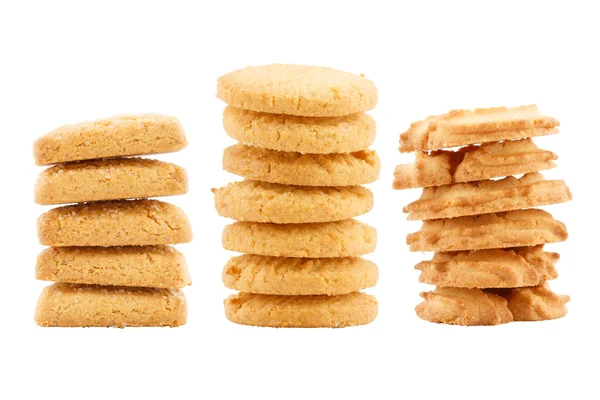 Conjunto de biscoitos de manteiga isolados em fundo branco — Fotografia de Stock