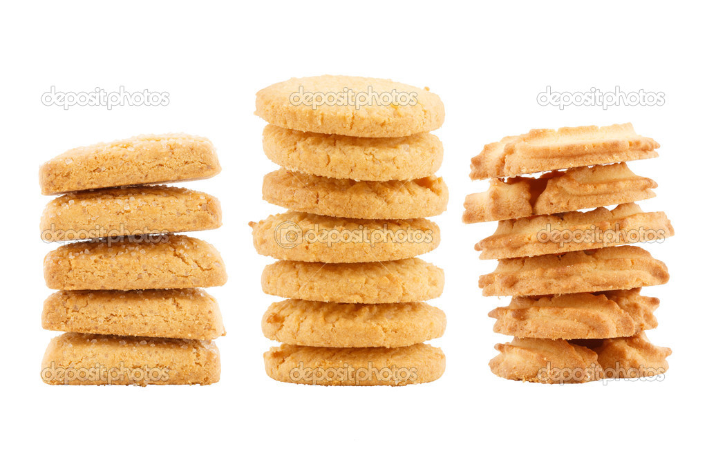 Set of butter cookies isolated on white background