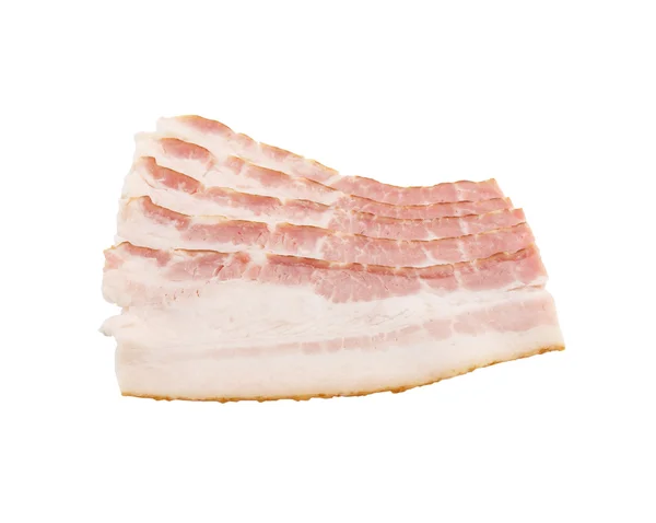 Bacon cru isolé sur fond blanc — Photo