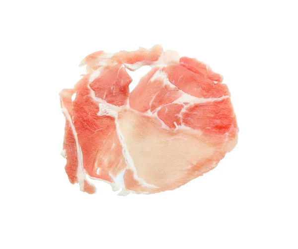 Carne de porco fatiada isolada sobre fundo branco — Fotografia de Stock