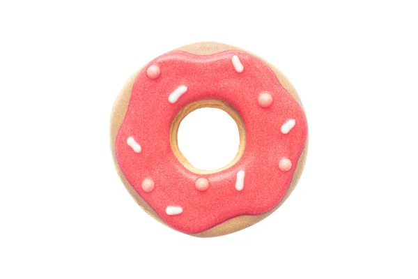 Donut Cookie Com Gelo Real Isolado Fundo Branco — Fotografia de Stock