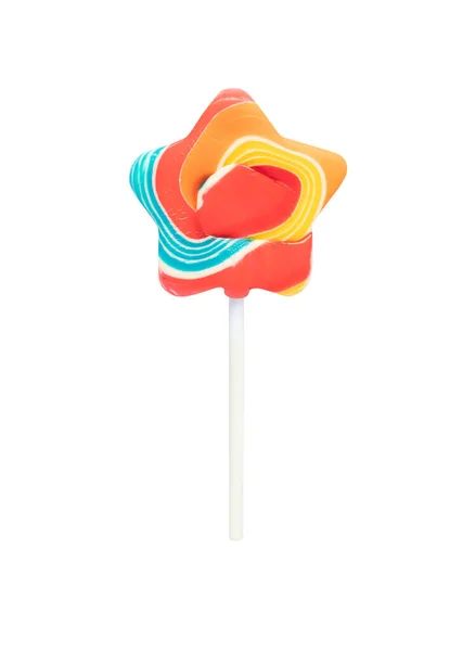 Swirl Star Shaped Lollipops Isolated White Background — Stock Photo, Image
