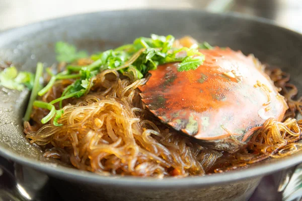 Gedämpfte Krabbe Mit Vermicelli Topf Thai Essen — Stockfoto