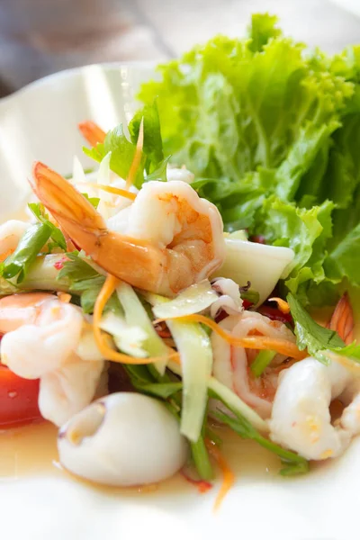 Salada Frutos Mar Misturados Picante Comida Tailandesa — Fotografia de Stock