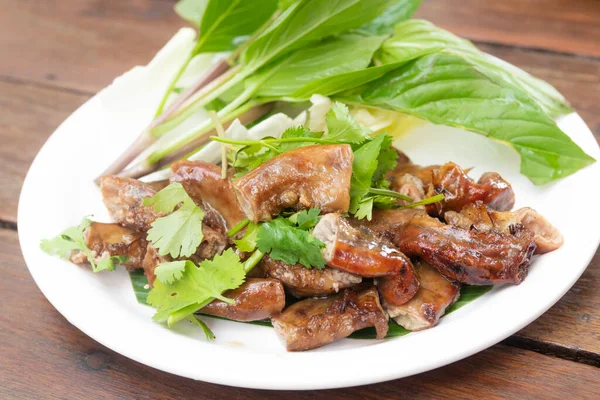 Grilled Pork Intestines Dish Thai Food — Stock Photo, Image