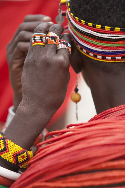 Unbekannte Samburu Frau Schmuck — Stockfoto