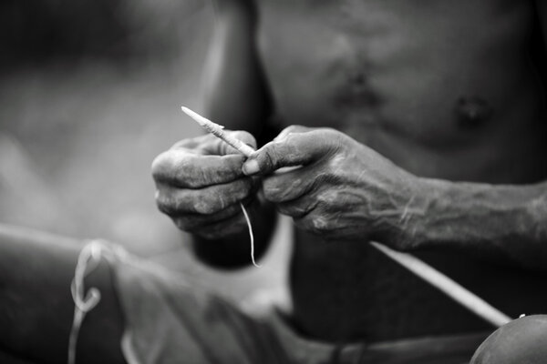 A moment in the daily life of the Hadza tribe of Lake Eyasi Tanzania.