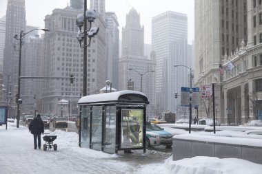 kış döneminde chicago Michigan avenue.