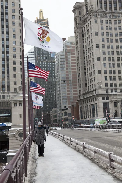 Michigan Avenue in winter time in Chicago. — Stock Photo, Image