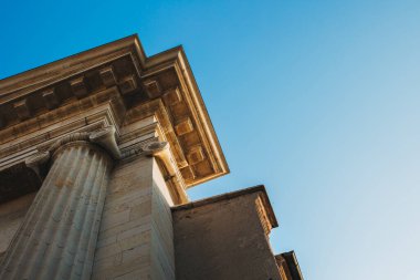 Old historical building of Verona city in a blue sky, Italy. Place for text.