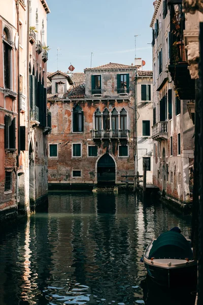 Venedik Eski Kasaba Kanalının Muhteşem Manzarası Talya Seyahat Hedefi — Stok fotoğraf