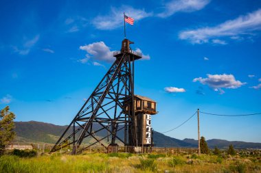 One of fourteen head-frames, nicked named gallows frames, dot the Butte, Montana skyline which mark the remnants of mines that made the area The Richest Hill on Earth in the early 1900's.