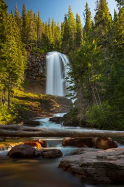 Virginia Şelalesi, hareket bulanıklığında 15 metrelik bir şelaledir. Montana 'daki Buzul Ulusal Parkı' nda, St. Mary Şelalesi 'nin sonunda.. 