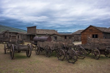 Under overcast skies of Cody, Wyoming lies the remnants of an old town from the days of the Wild West. 