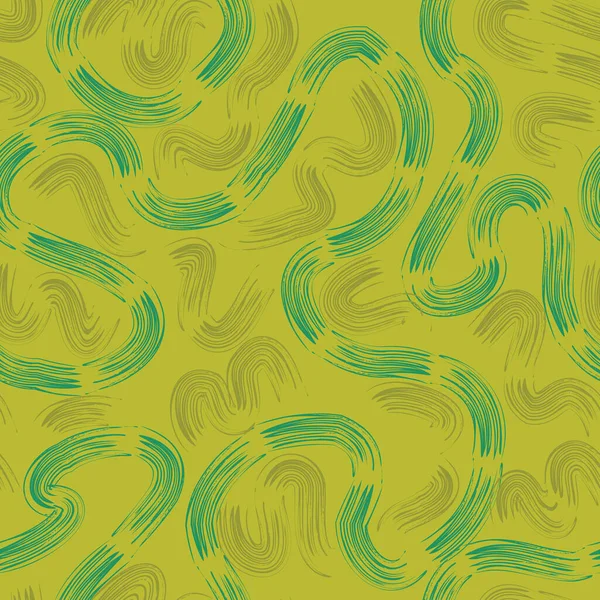 Pincel abstracto marca patrón vectorial sin costuras en verde — Vector de stock