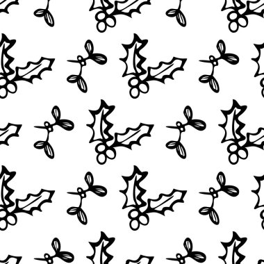 siyah ve beyaz kutsal ve ökseotu vektör deseni