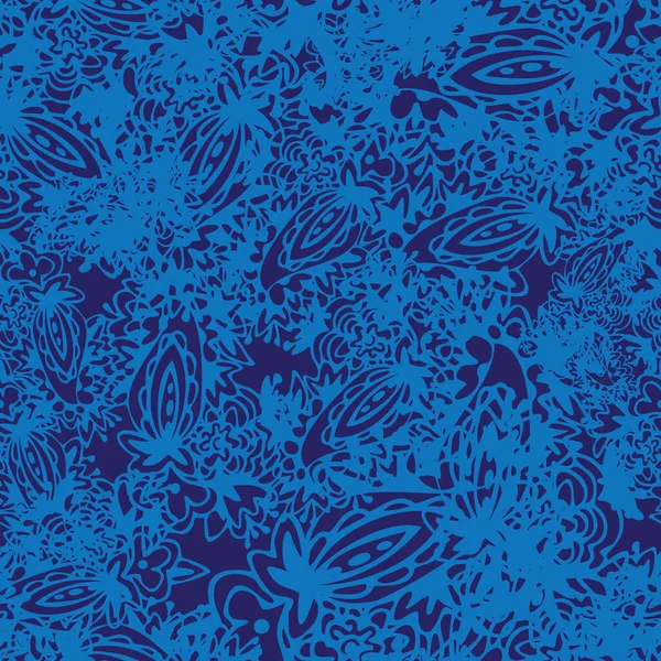 Голубой кружевной бумажный орнамент бесшовный векторный узор — стоковый вектор