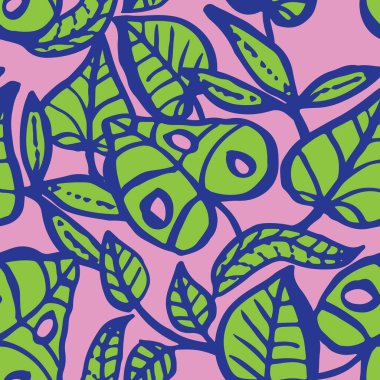 Tropikal bir yaprak kusursuz vektör deseni atar