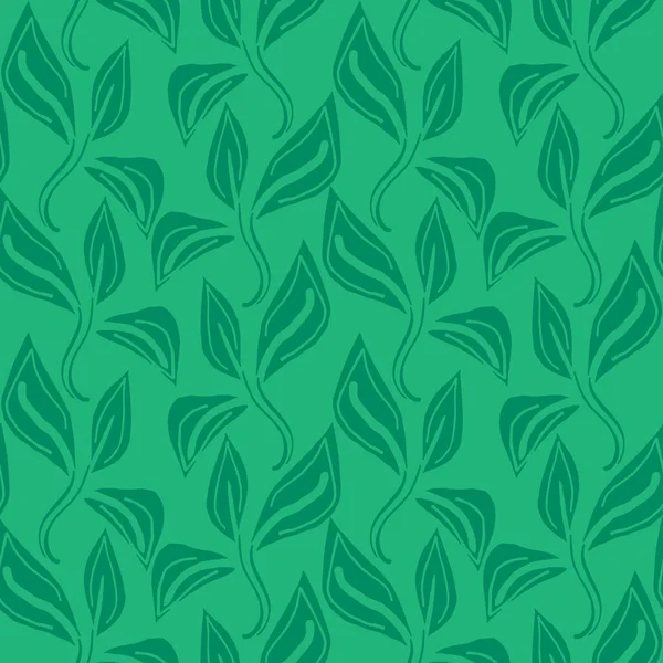 Ett Enkelt Grönt Blad Sömlös Vektor Mönster Botanisk Ytmönsterdesign För — Stock vektor