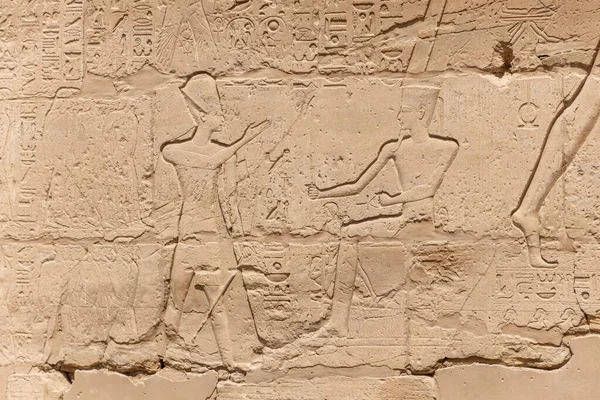 Ókori Egyiptomi Falfestmények Falak Karnaki Templom Luxor Írások — Stock Fotó