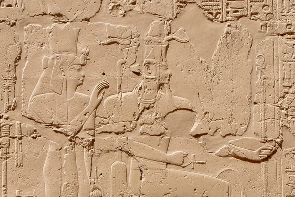 Antichi Murales Scritti Egizi Sulle Pareti Pietra Del Tempio Karnak — Foto Stock