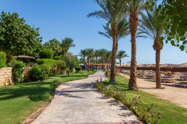 Mısır Kızıl Denizi kıyısında güzel bir kaldırım, Hurghada..