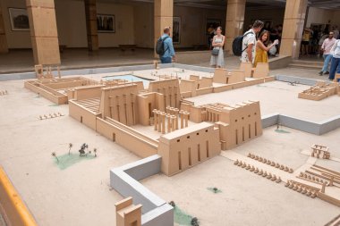 Luxor, Egypt - September 21, 2021: The layout of the temple Karnak in Luxor, Egypt. View of a model of temple complex.
